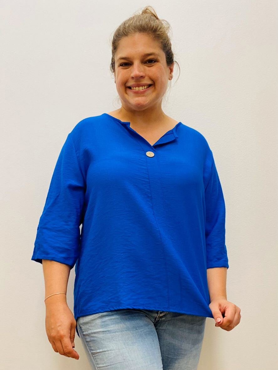 Viskoseshirt mit 3/4-Arm und V-Ausschnitt