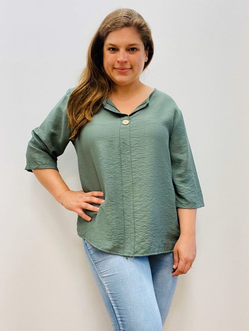 Viskoseshirt mit 3/4-Arm und V-Ausschnitt