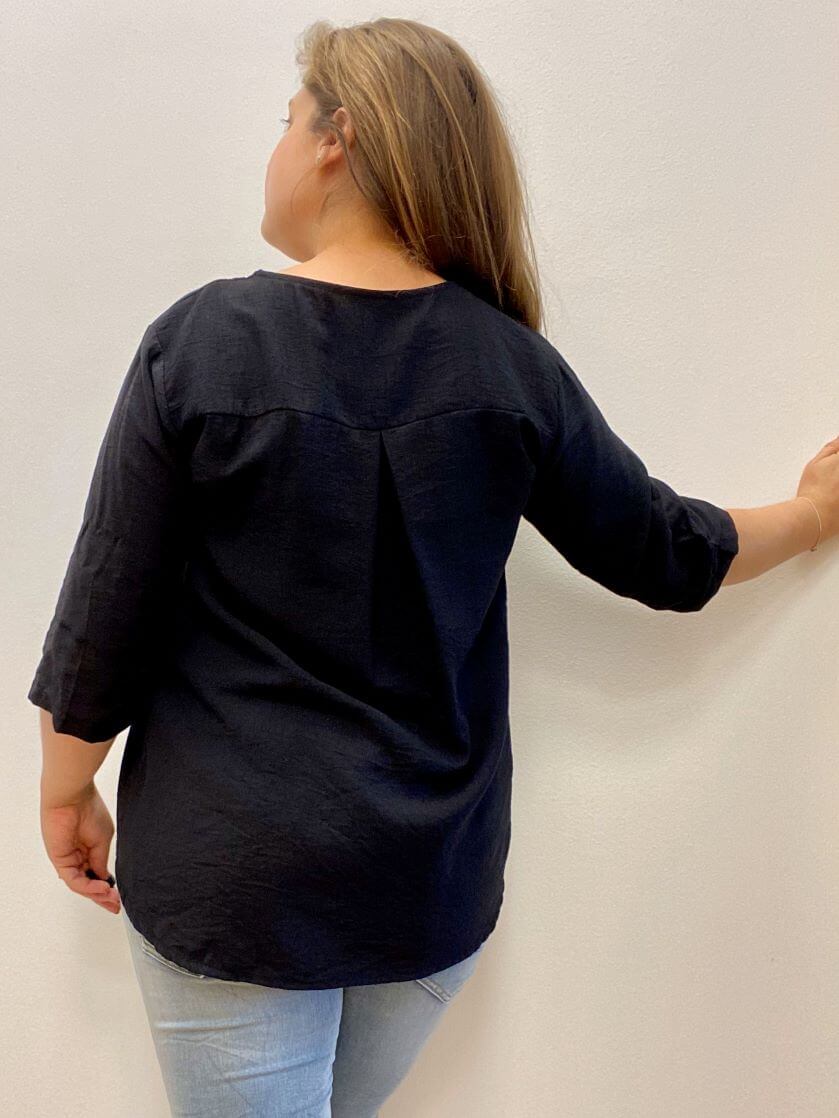 Viskoseshirt mit 3/4-Arm und V-Ausschnitt