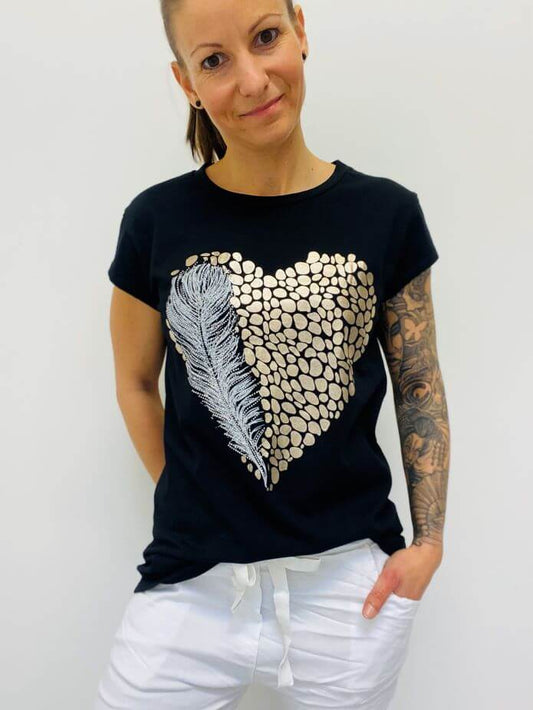 Baumwollshirt mit Herzaufdruck
