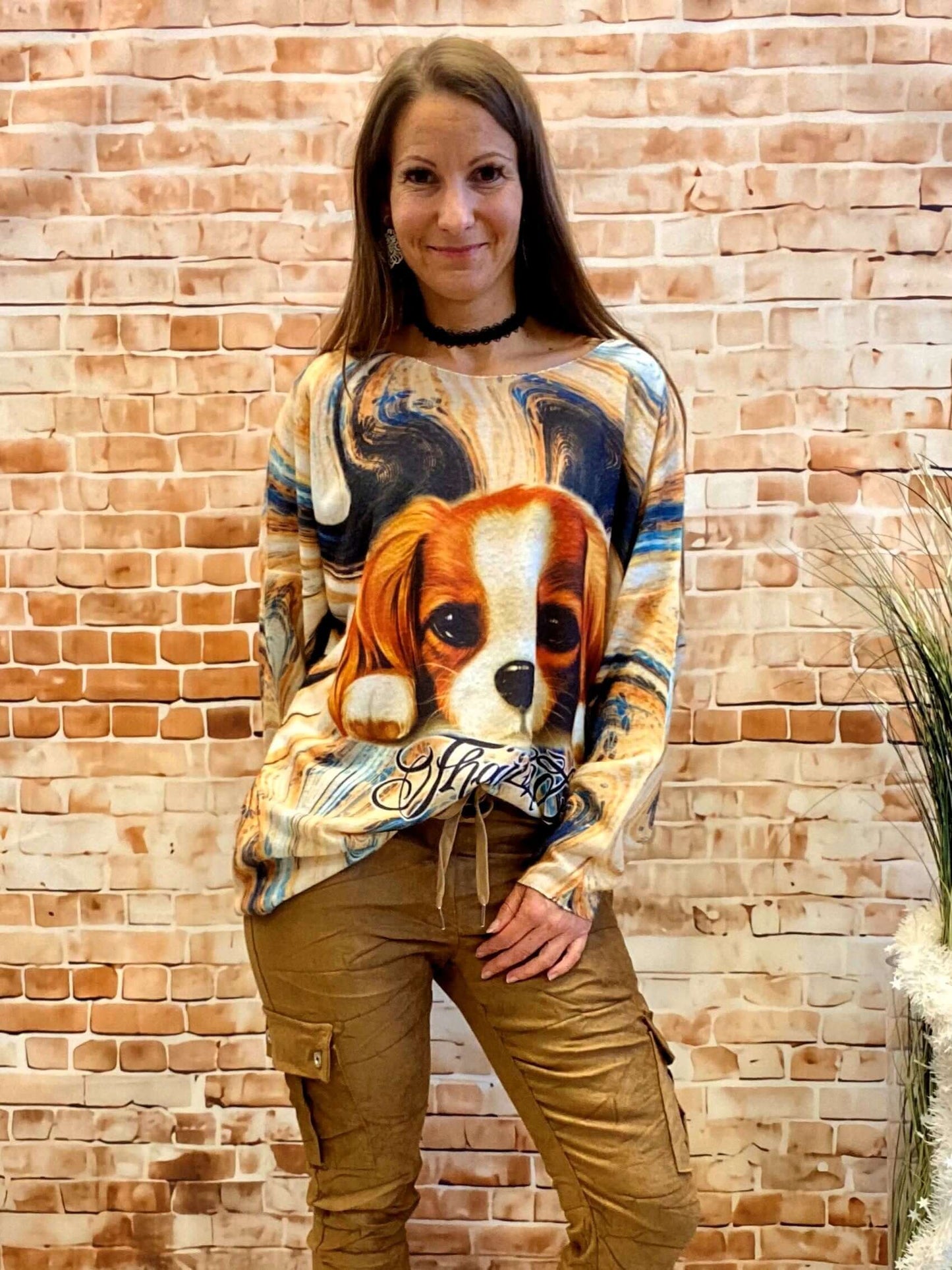 Weiches Langarmshirt mit Hundemotiv