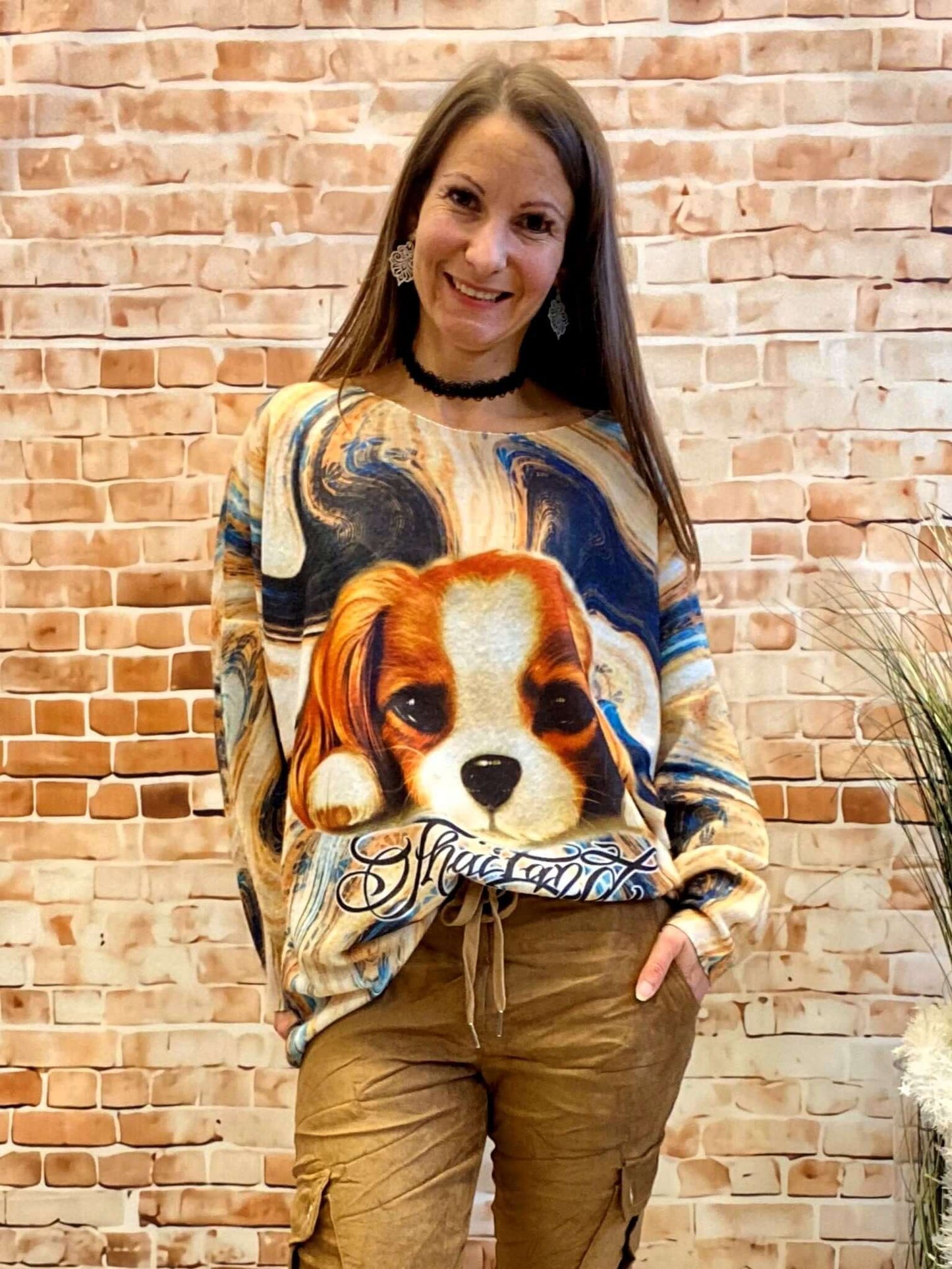 Weiches Langarmshirt mit Hundemotiv