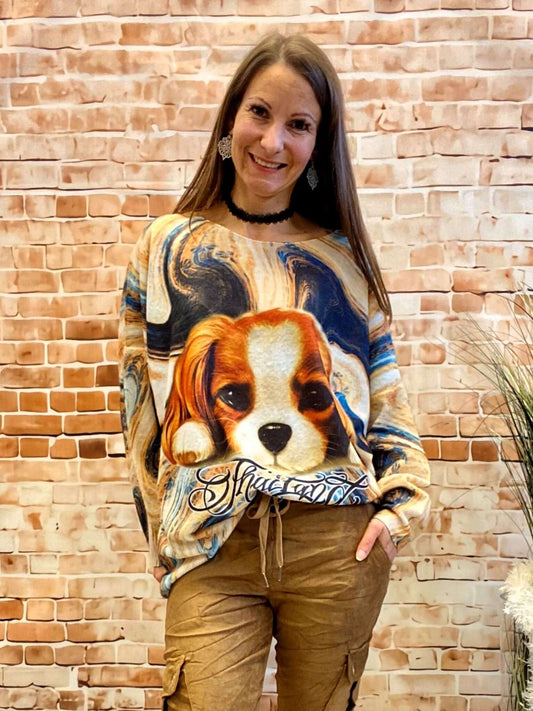 Weiches Langarmshirt mit Hundemotiv