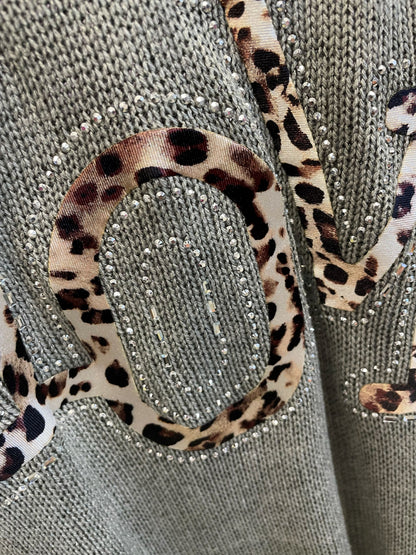 Dünner Strickpullover "Love" - Oversized