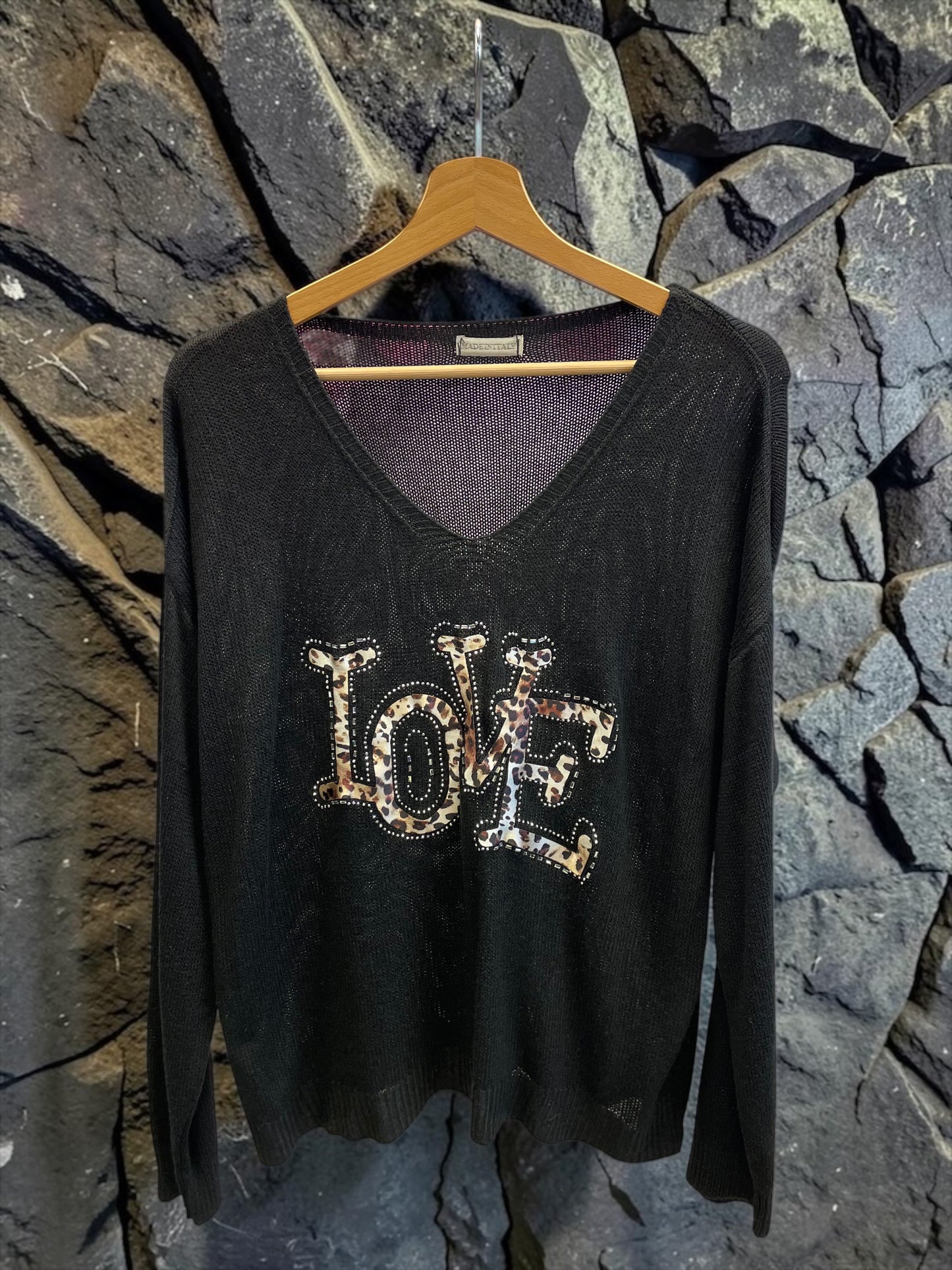 Dünner Strickpullover "Love" - Oversized
