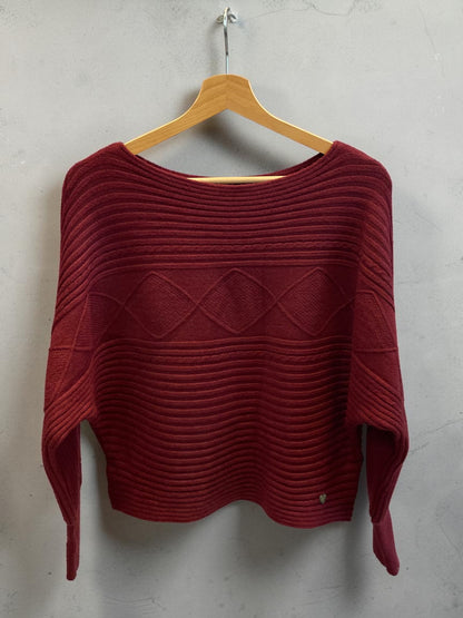Kürzerer Strickpullover - lässig mit Fledermausärmeln