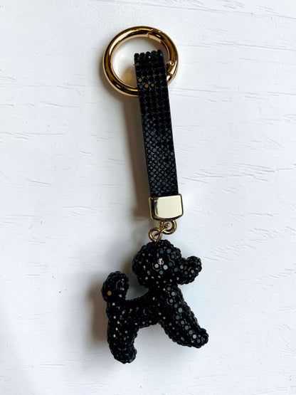 Kleiner Strass-Taschenahänger "Pudel"