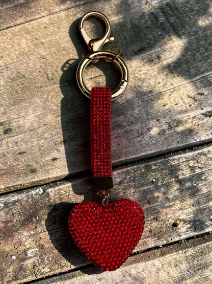 Roter Strass-Taschenanhänger "Herz & Smiley"