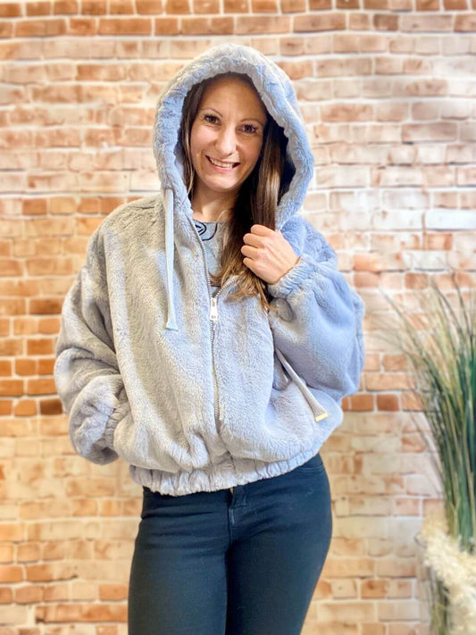 Kuschelige Teddy Jacke mit Kapuze