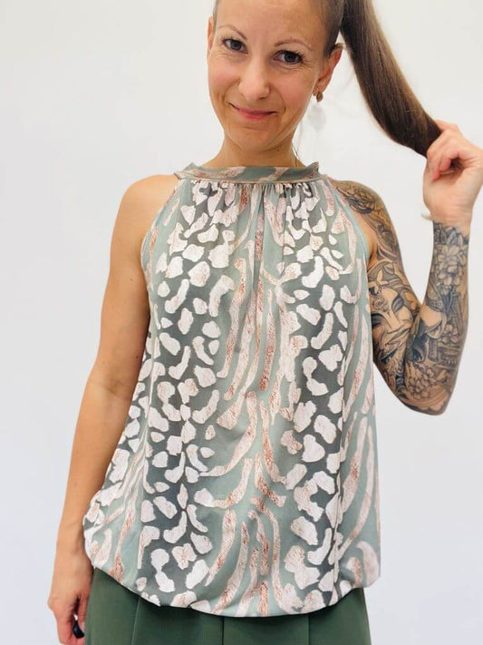 Angenehmes lockeres Neckholder Top - Olivgrün