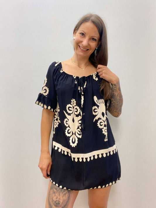 Gemustertes lockeres Kurzarmshirt