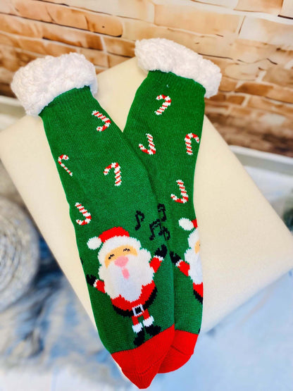Dicke hohe gefütterte Weihnachtssocken "Anti-Rutsch"