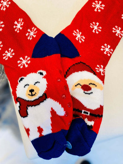 Dicke hohe gefütterte Weihnachtssocken "Anti-Rutsch"