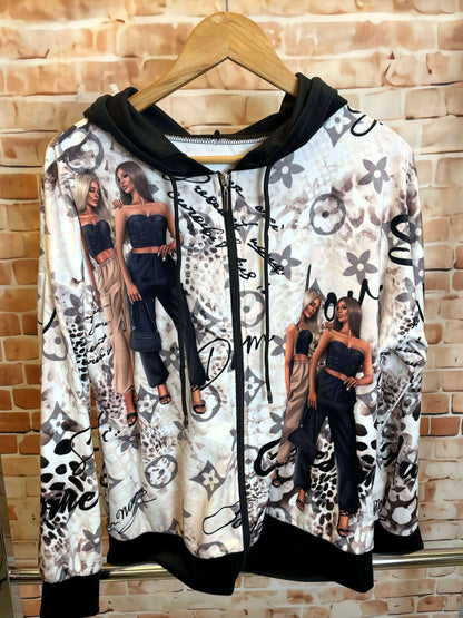 Bunte Samt/Nici-Weste mit Kapuze