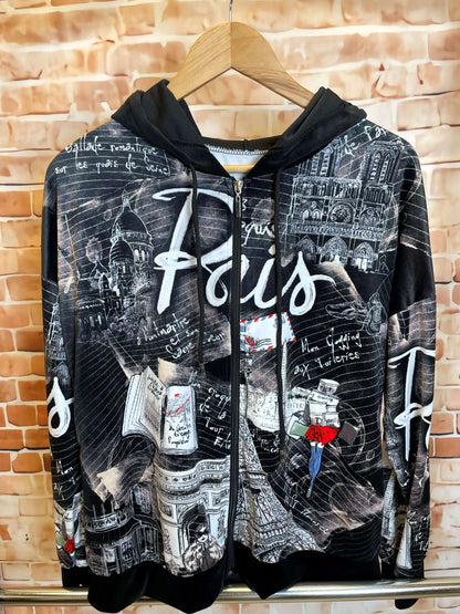 Bunte Samt/Nici-Weste mit Kapuze